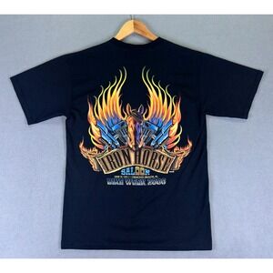 Iron Horse Saloon Shirt Medium Black Bike Week 2006 Flames Biker Moto Y2K Grunge